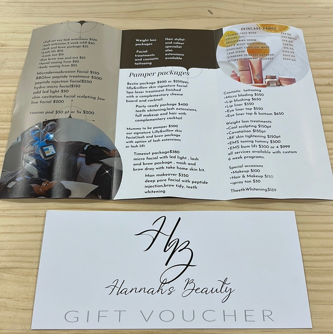 Hannah’s beauty gift voucher